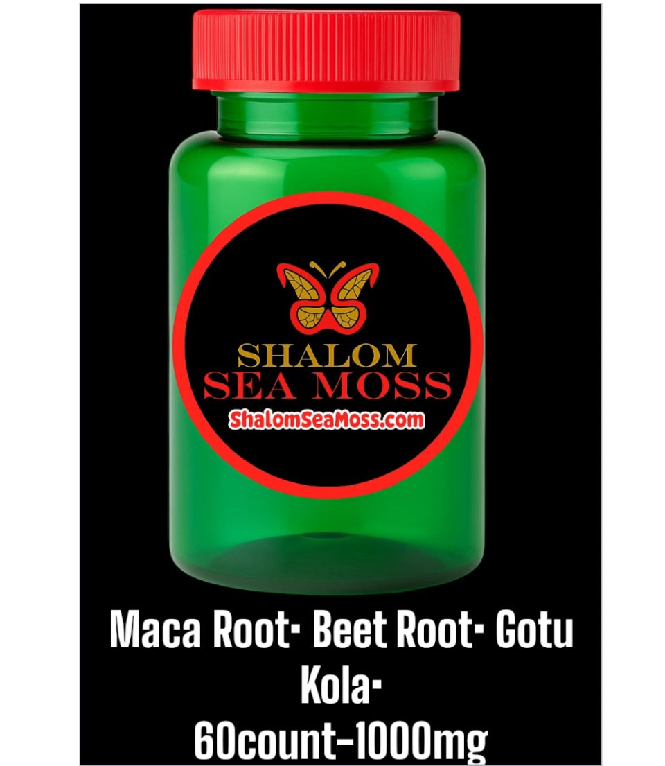 1 Pack of Shalom Sea Moss: Maca Root, Gotu Kola, Beet Root (60ct) (May help with hormone and sexual function)