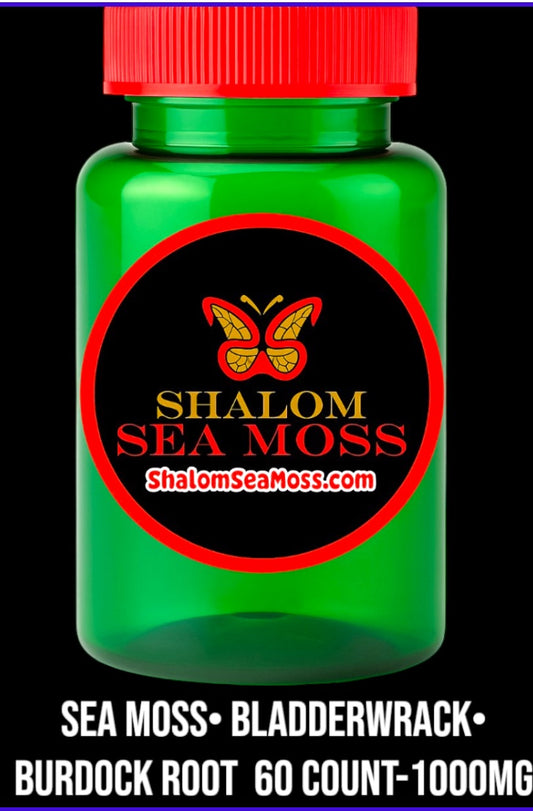 1 Pack of Shalom Sea Moss: Bladderwrack, Burdock Root, Sea Moss (60ct)(May help with Immunity, Joints, Minerals)