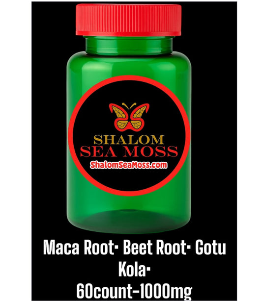1 Pack of Shalom Sea Moss:  Maca Root, Gotu Kola, Beet Root (60ct) (May help with hormone and sexual function)